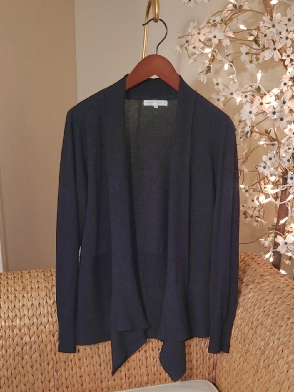 Lightweight Black Open Front Cardigan
